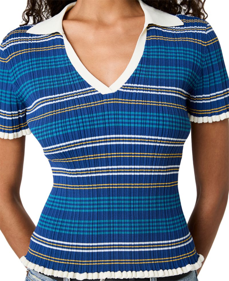Women's Crinkle Knit Multi Strip Top