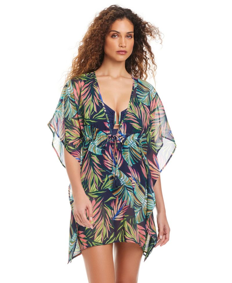 Women's V-Neck Printed Swim Caftan