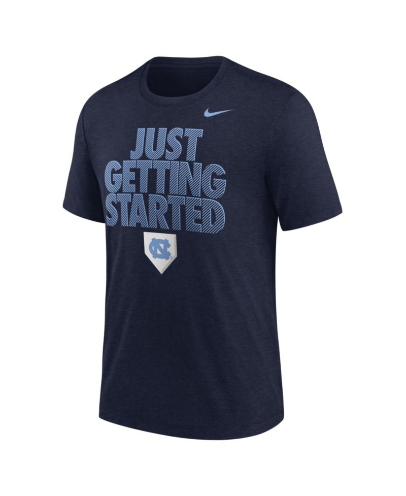 Men's Heather Navy North Carolina Tar Heels 2026 NCAA Baseball Men's College World Series Dugout Tri-Blend T-Shirt