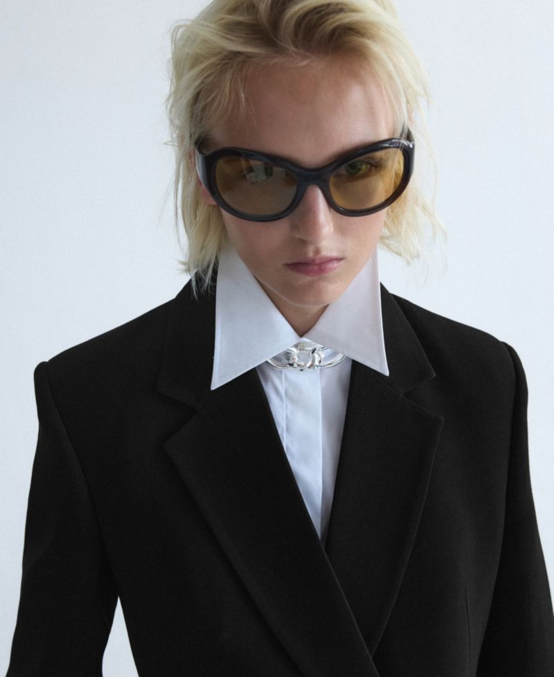 Women's Selection Double-Breasted Fitted V-Neck Blazer
