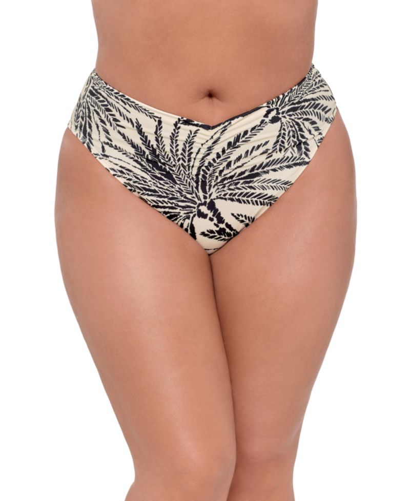 Women's Smoothing and Sculpting Cinch Front High Cut Bikini Swimsuit Bottoms