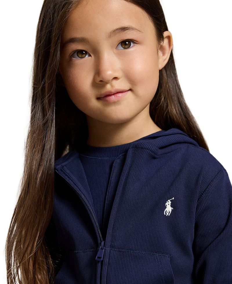 Girls' 2T-6X Ribbed Boxy Full-Zip Hoodie