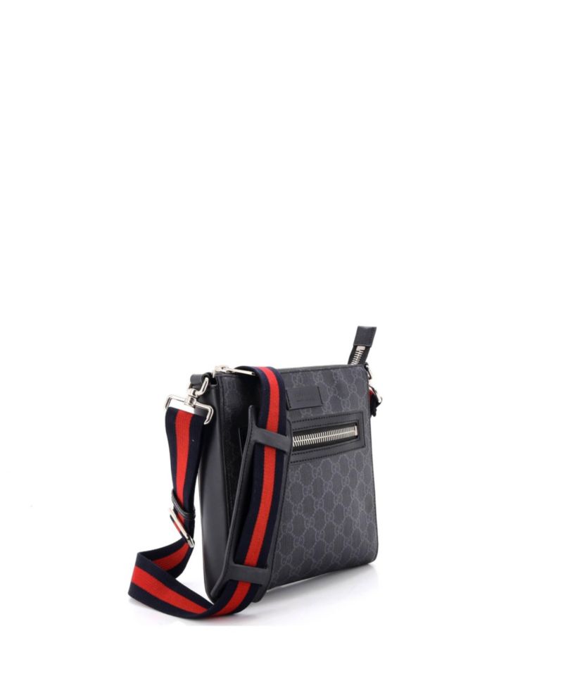 Small Web Strap Front Zip Messenger Bag GG Coated Canvas