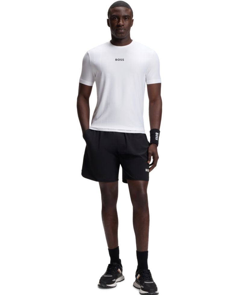 Men's Active Jacquard-Stripe Logo Slim-Fit T-Shirt