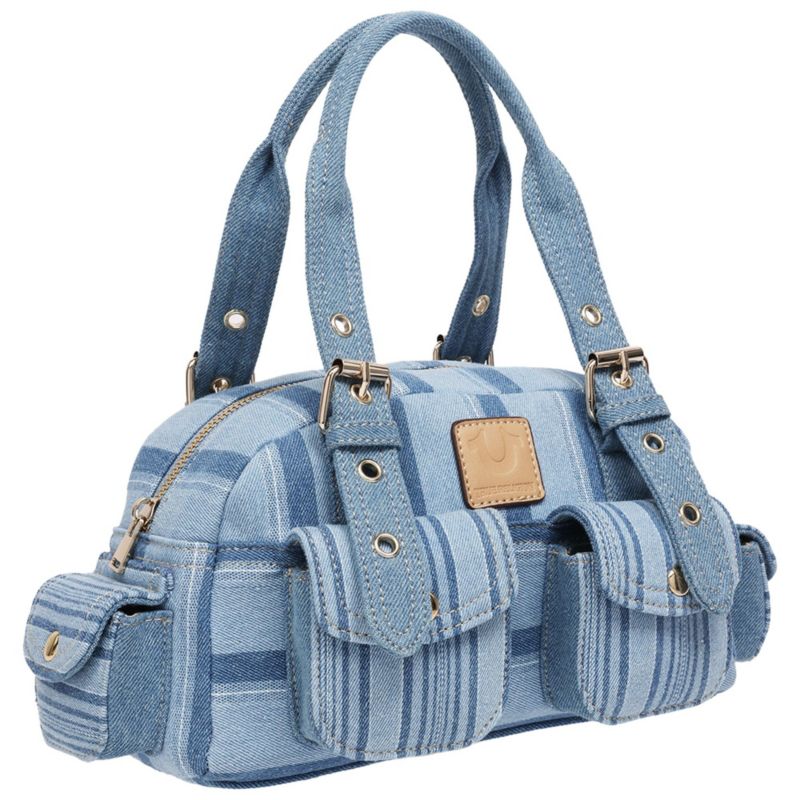 Multi Stripe Soft Satchel - Mini Handbag with Utility Pockets