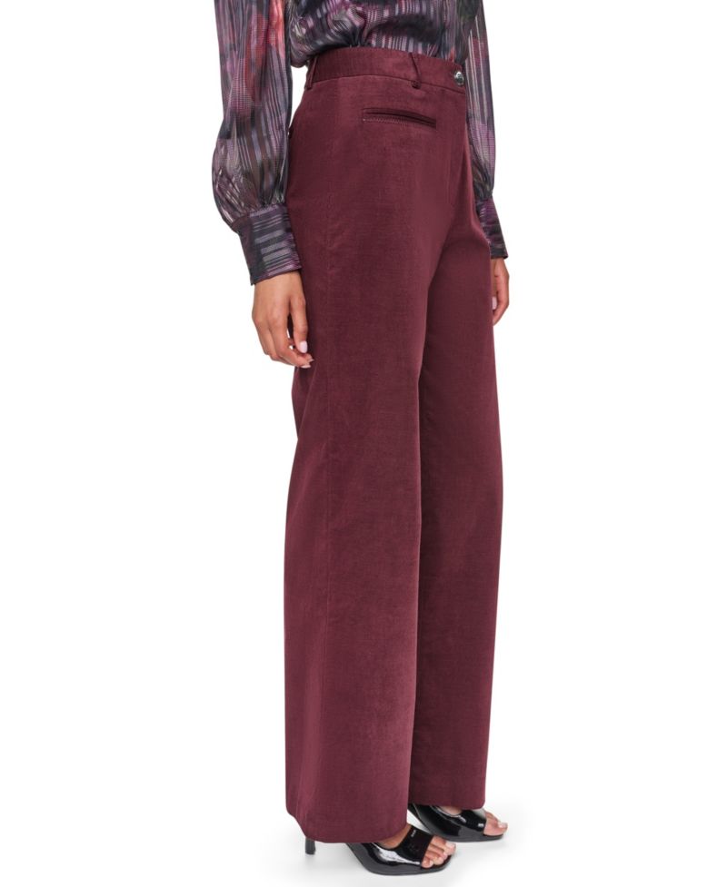 Women's Stretch High-Waisted Straight-Leg Corduroy Pants