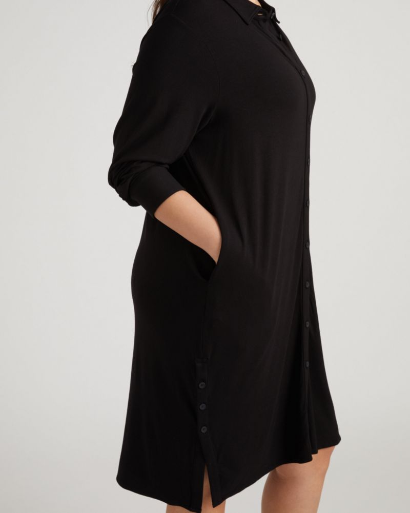 Plus Size Marcie Long-Sleeve Collared Midi Dress