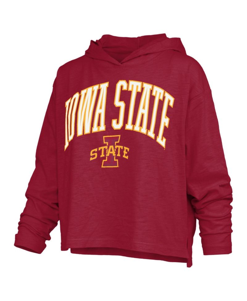 Women's Iowa State Cyclones Nelson Arch Over Logo Long Sleeve Hooded Slub T-Shirt
