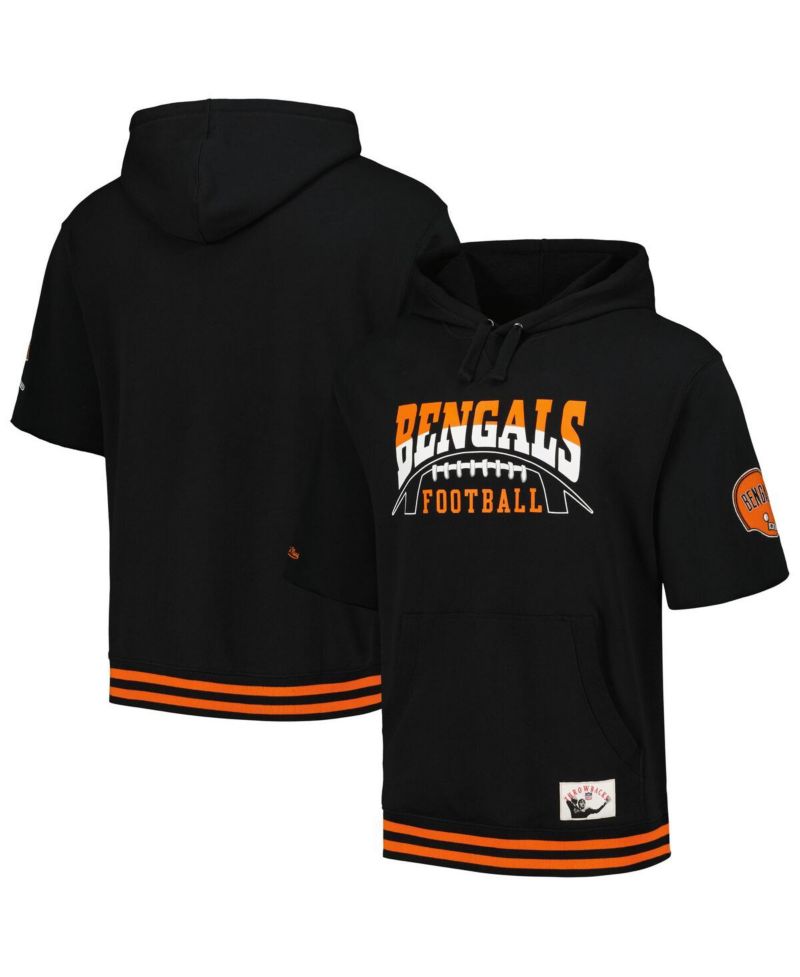 Men's Black Cincinnati Bengals Pre-Game Short Sleeve Pullover Hoodie