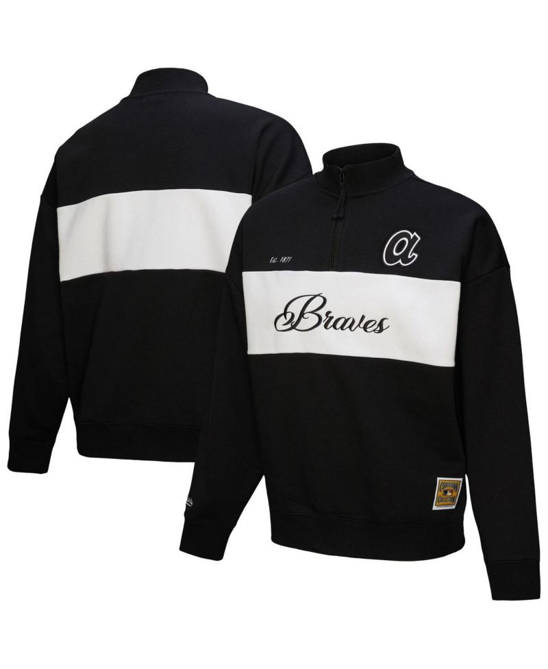 Women's Black Atlanta Braves Quarter-Zip Pullover Top
