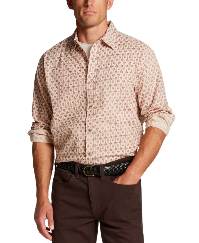 Men's Dobby Motif Holiday Print Shirt