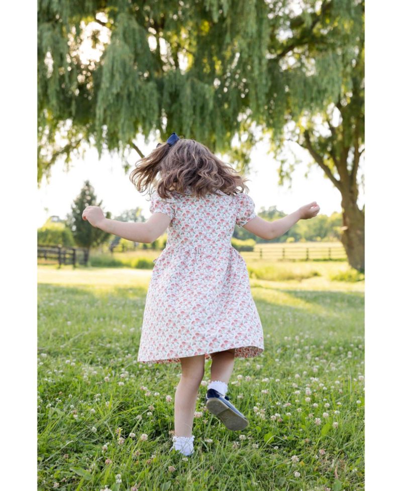 Girls' 4-6x Floral Knee-Length Shirred Dress