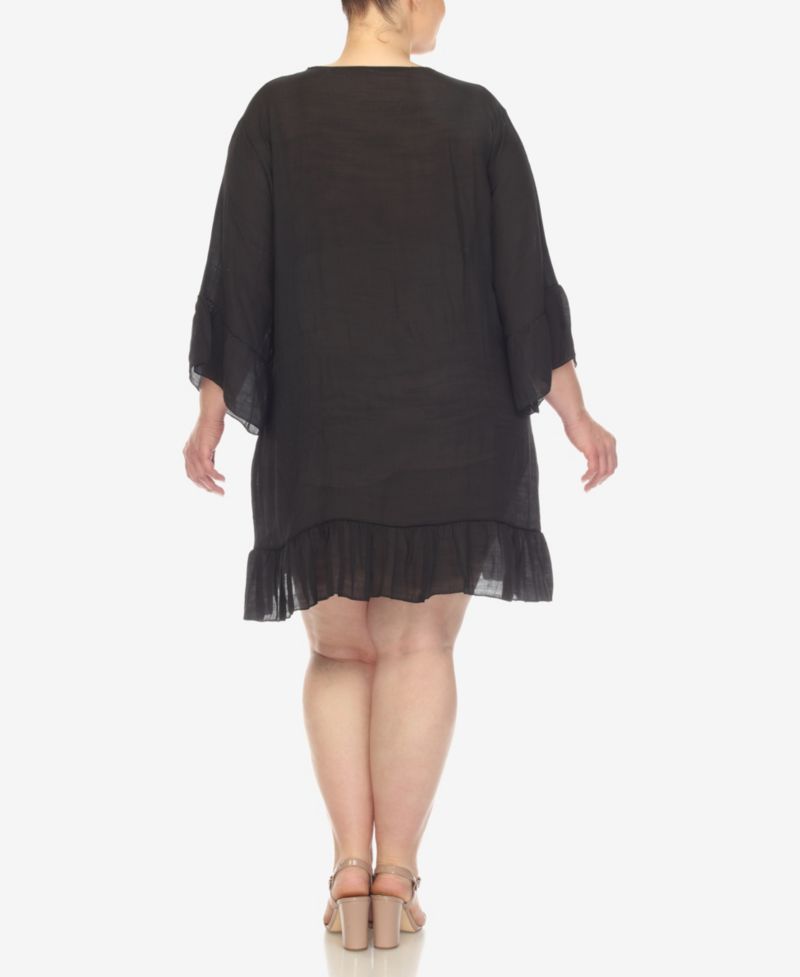 Plus Size Sheer Embroidered Knee Length Cover Up Dress