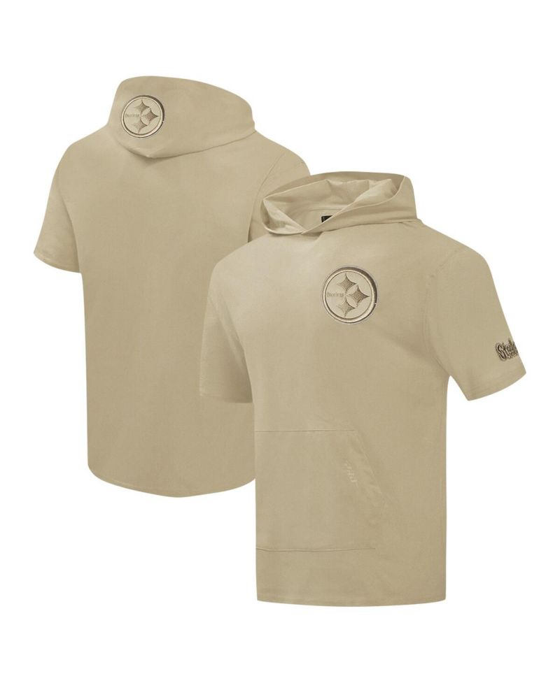 Men's Tan Pittsburgh Steelers Neutrals Capsule Short Sleeve Pullover Hoodie