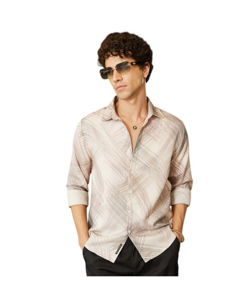 Men's Saltbox Beige Faded Strokes Shirt