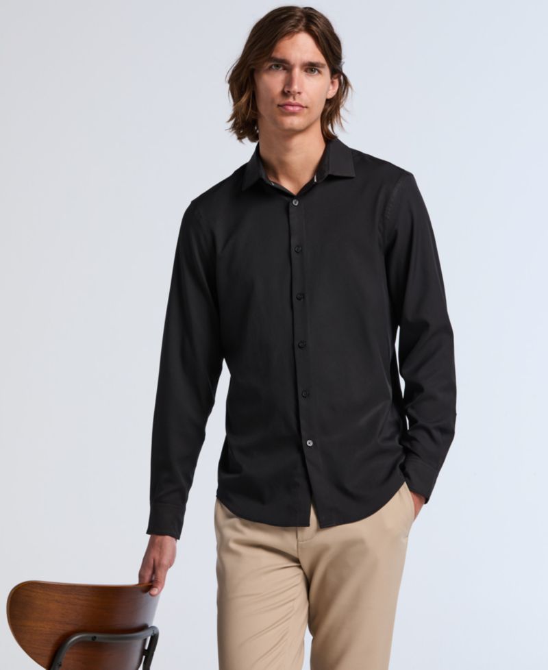 Men's Slim-Fit Stretch Solid Button-Down Twill Shirt