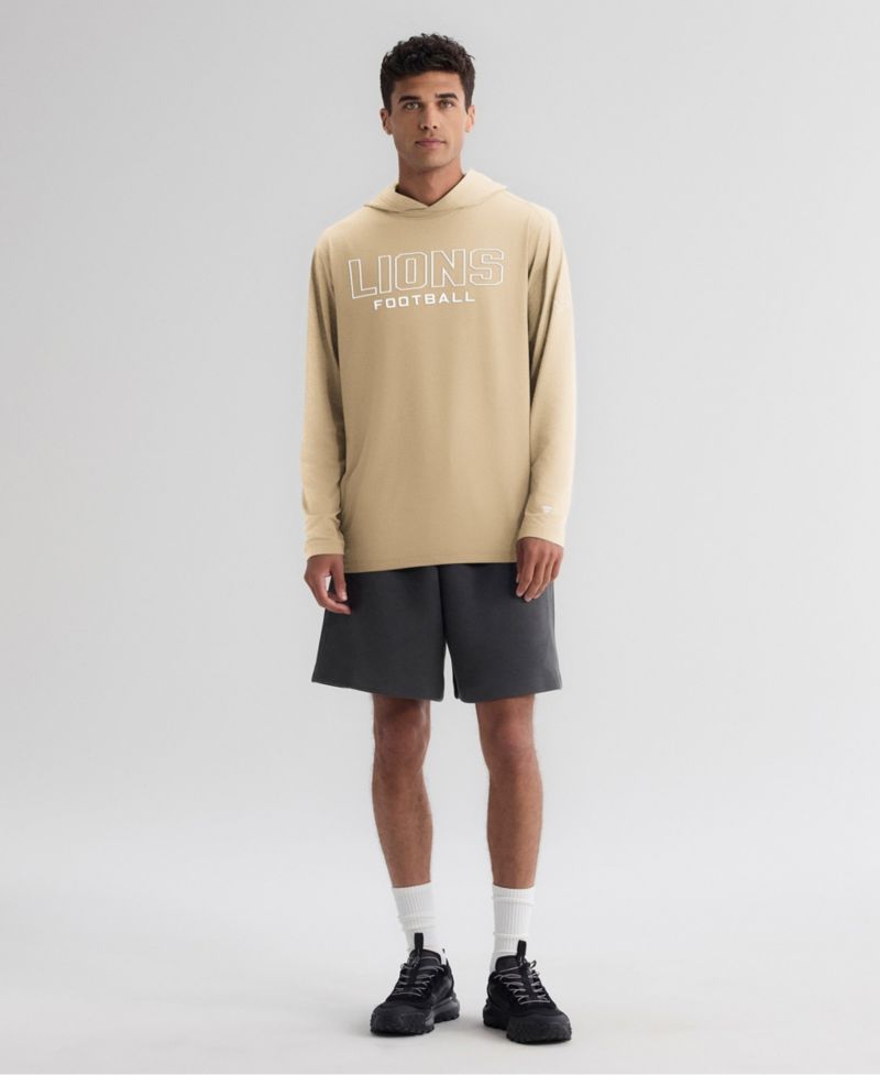Men's Tan Detroit Lions Clutch Long Sleeve Hooded T-Shirt