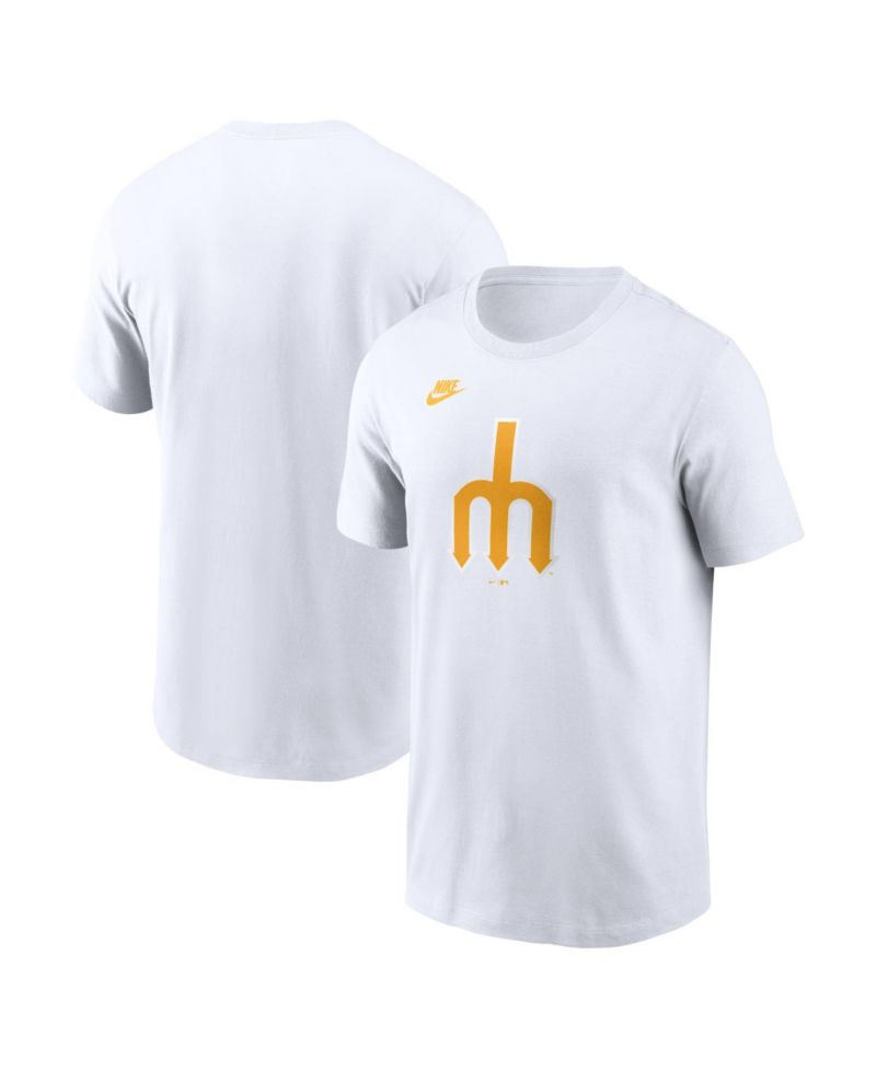Men's White Seattle Mariners Cooperstown Collection Logo T-Shirt