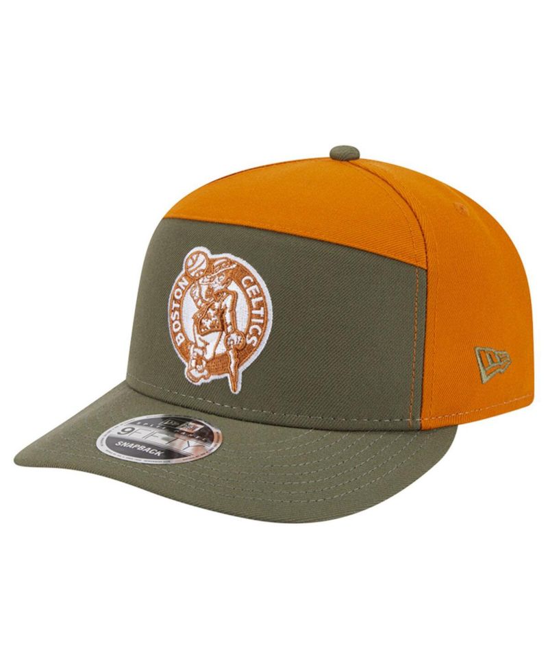 Men's Olive/Burnt Orange Boston Celtics Two-Tone Color Pack Split Panel 9FIFTY Adjustable Hat