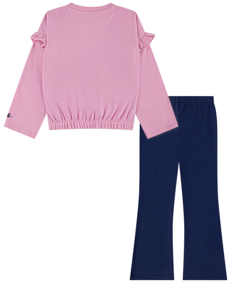 Girls' 2T-6X Ruffle Long-Sleeve Top and Flared Leggings, 2-Piece Set
