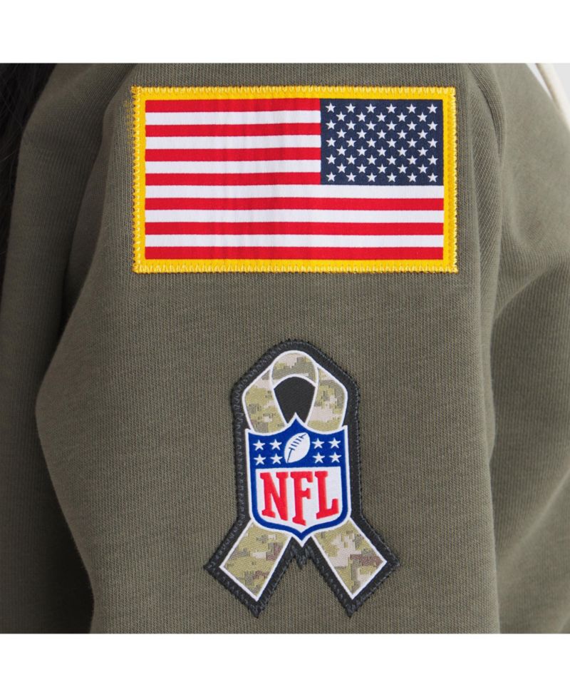 Women's Olive Baltimore Ravens 2025 Salute to Service Sideline Standard Issue Dri-FIT Hoodie