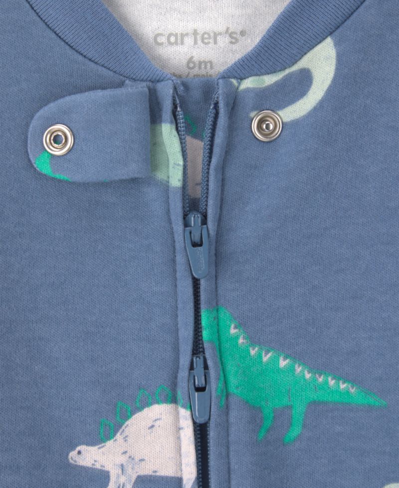 Baby Boy's Dinosaur Foot Art 2-Way Zip Sleep & Play