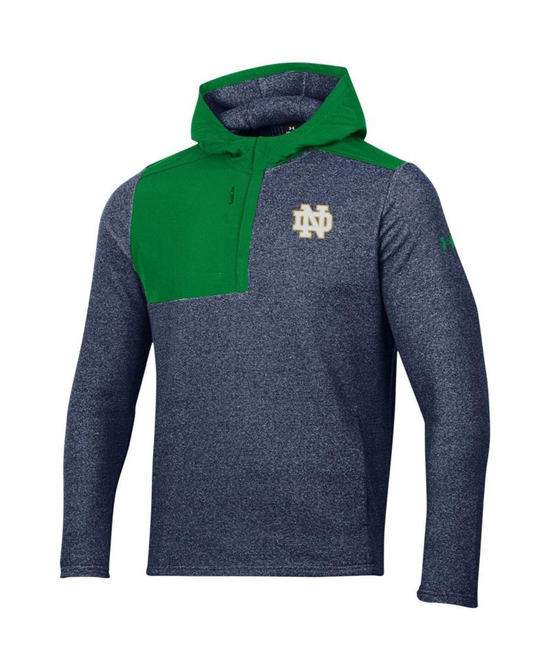 Men's Navy Notre Dame Fighting Irish Survivor Fleece Hoodie Quarter-Zip Jacket