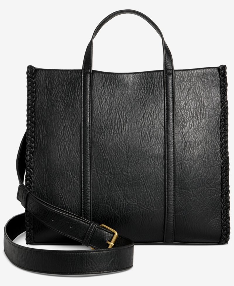 Braided Trim Boxy Tote Bag