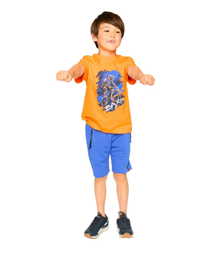 Little Boys French Terry Shorts with Cross Seams