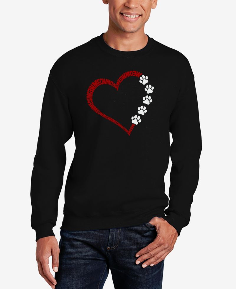 Men's Meow Heart Word Art Crewneck Sweatshirt