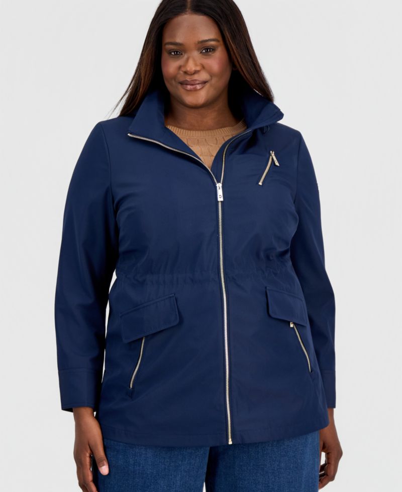 Michael Kors Plus Size Zip-Front Hooded Anorak