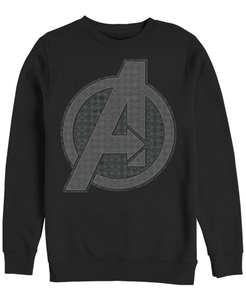 Marvel Men's Avengers Endgame Grayscale Icons Logo, Crewneck Fleece