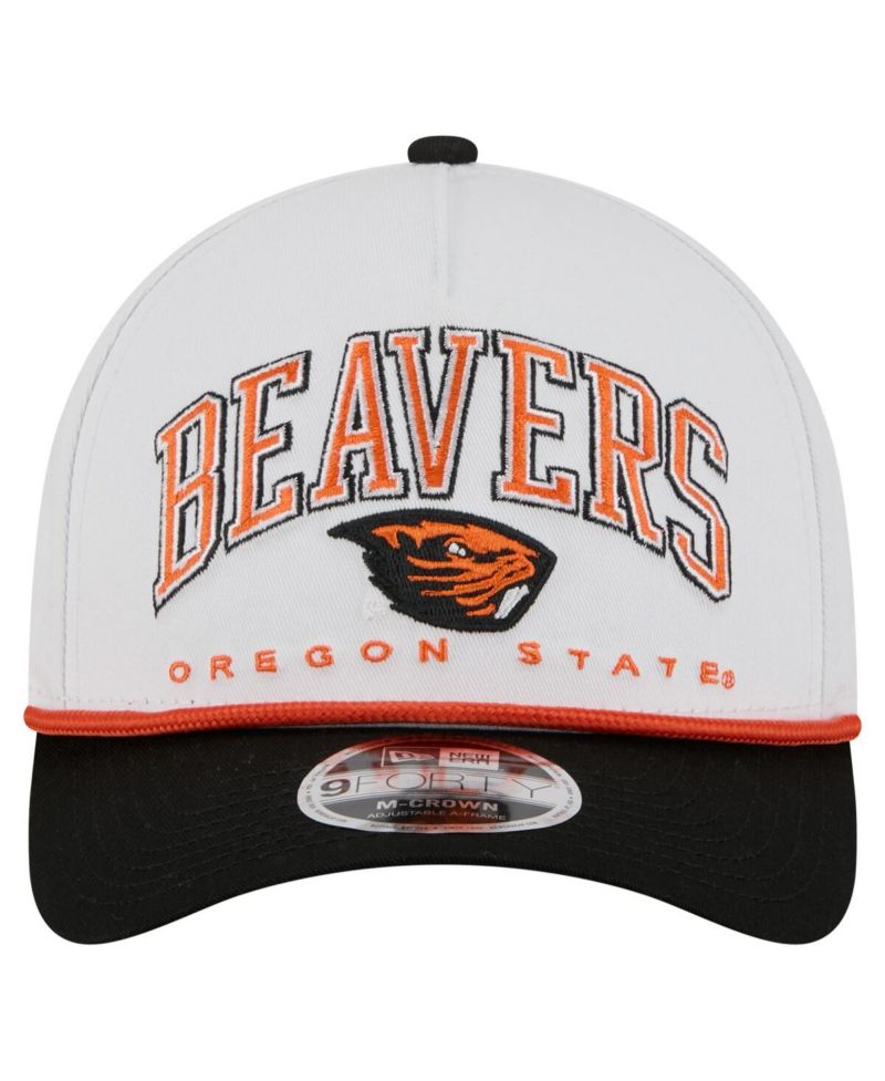 Men's White/Black Oregon State Beavers Arch Two-Tone Rope 9FORTY A-Frame M-Crown Adjustable Hat