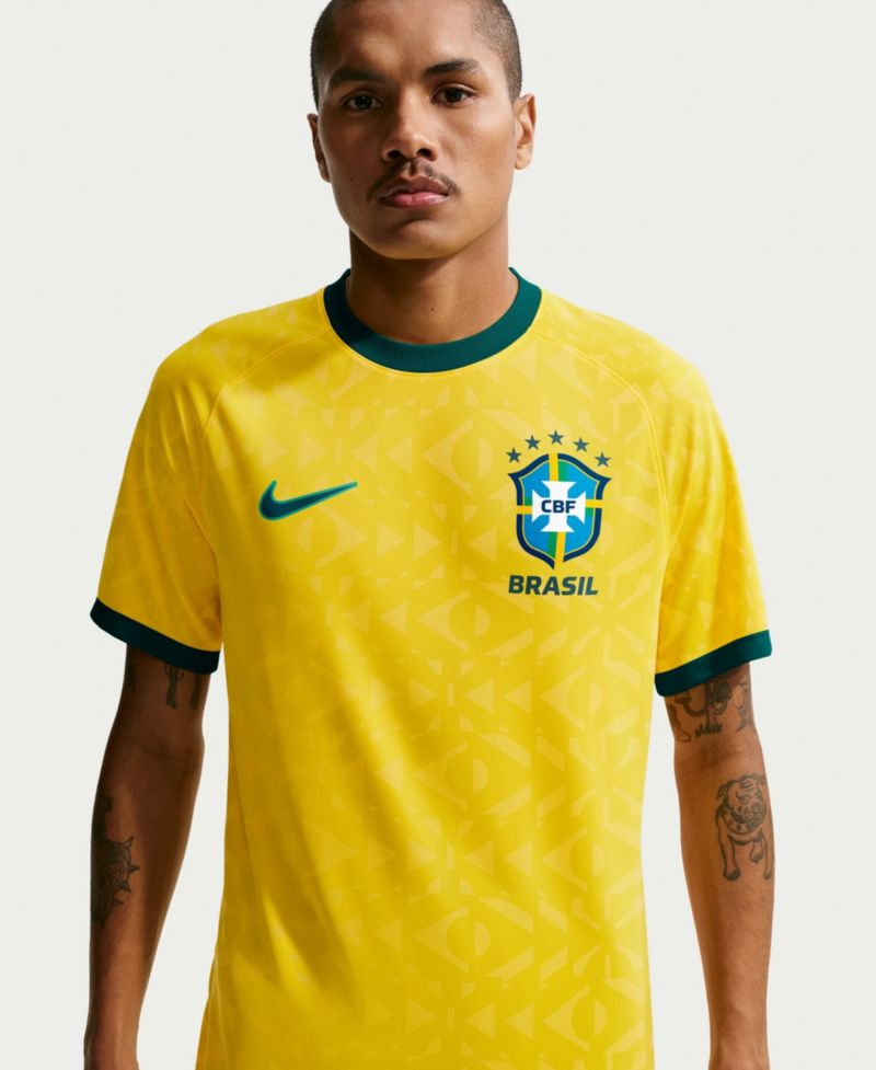 Men's Yellow Brazil National Team Home Sublimated Dri-FIT Soccer Top