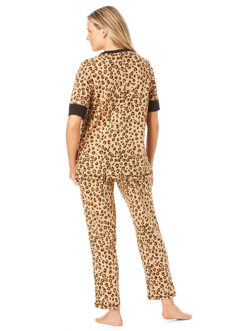 Women's Dreams and Co. Printed Henley PJ Set