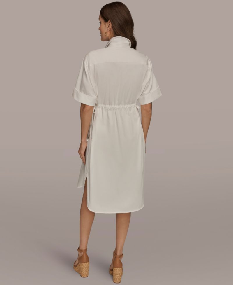 Women's Collared Drawstring Waist Dress