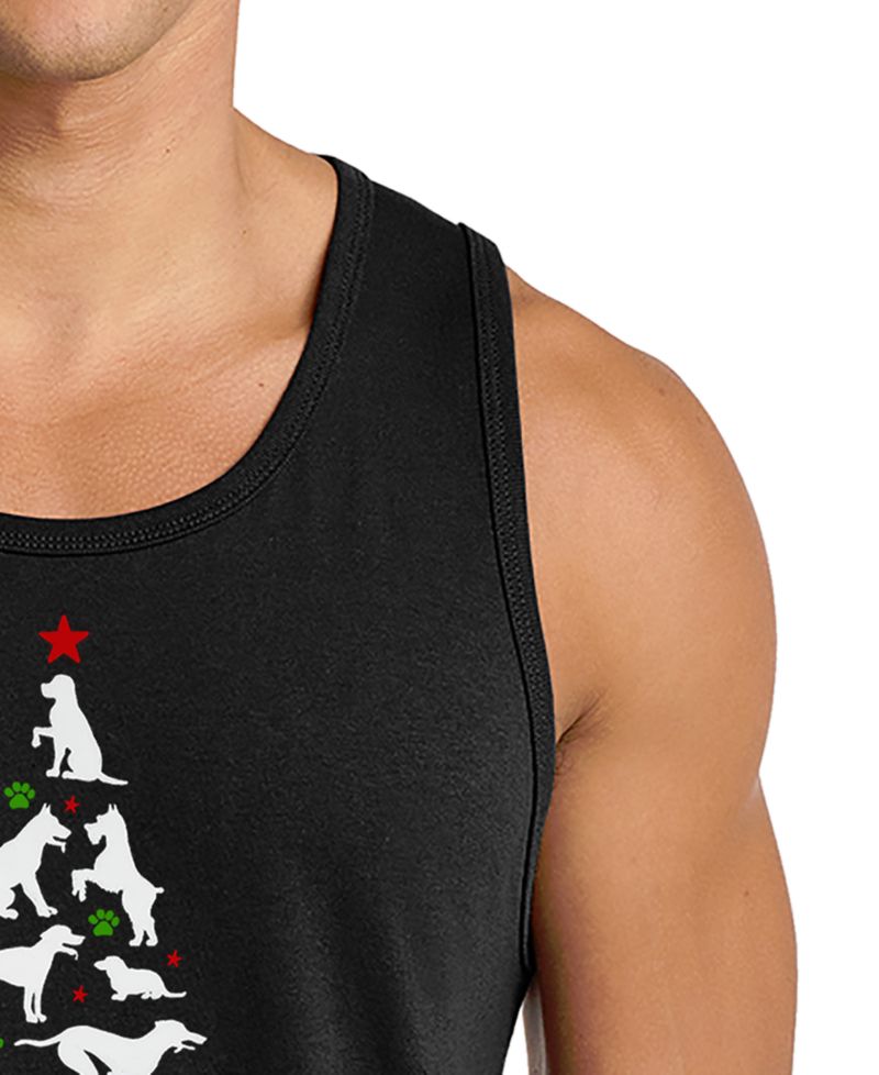 Men's Santa Claus Dog Tree Word Art Graphic Tank Top