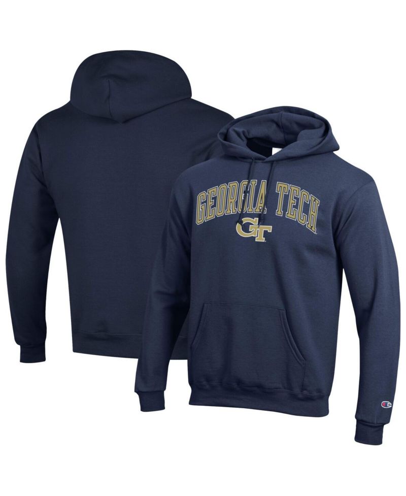 Men's Navy Georgia Tech Yellow Jackets Arch Over Logo Pullover Hoodie