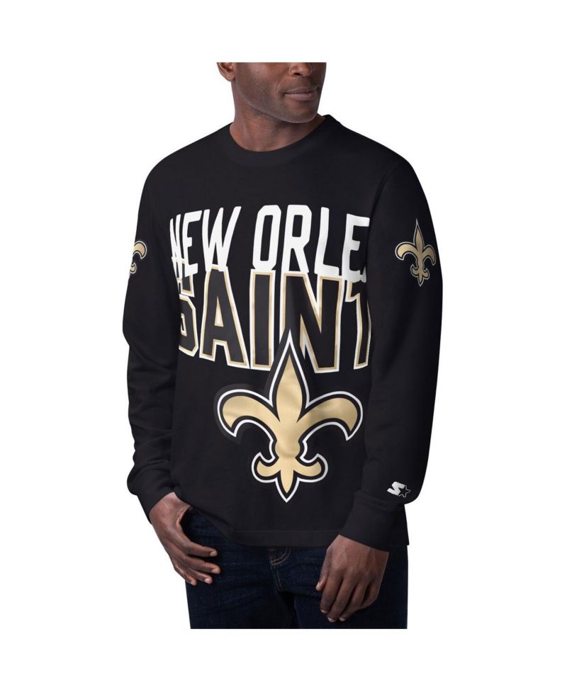 Men's Black New Orleans Saints Clutch Hit Long Sleeve T-Shirt