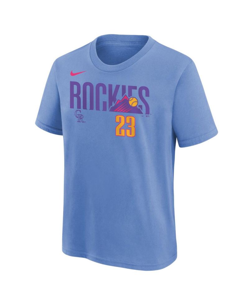 Big Boys and Girls Kris Bryant Light Blue Colorado Rockies Fuse City Connect Name & Number T-Shirt