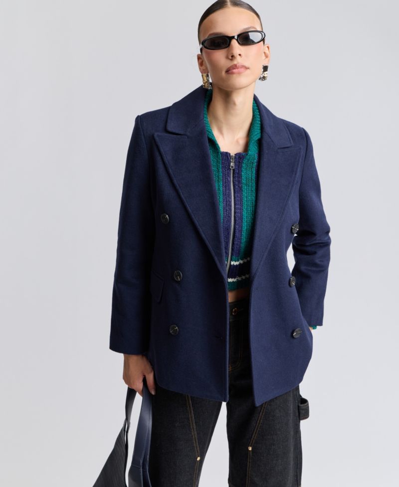 Women's Double-Breasted Plaid Blazer