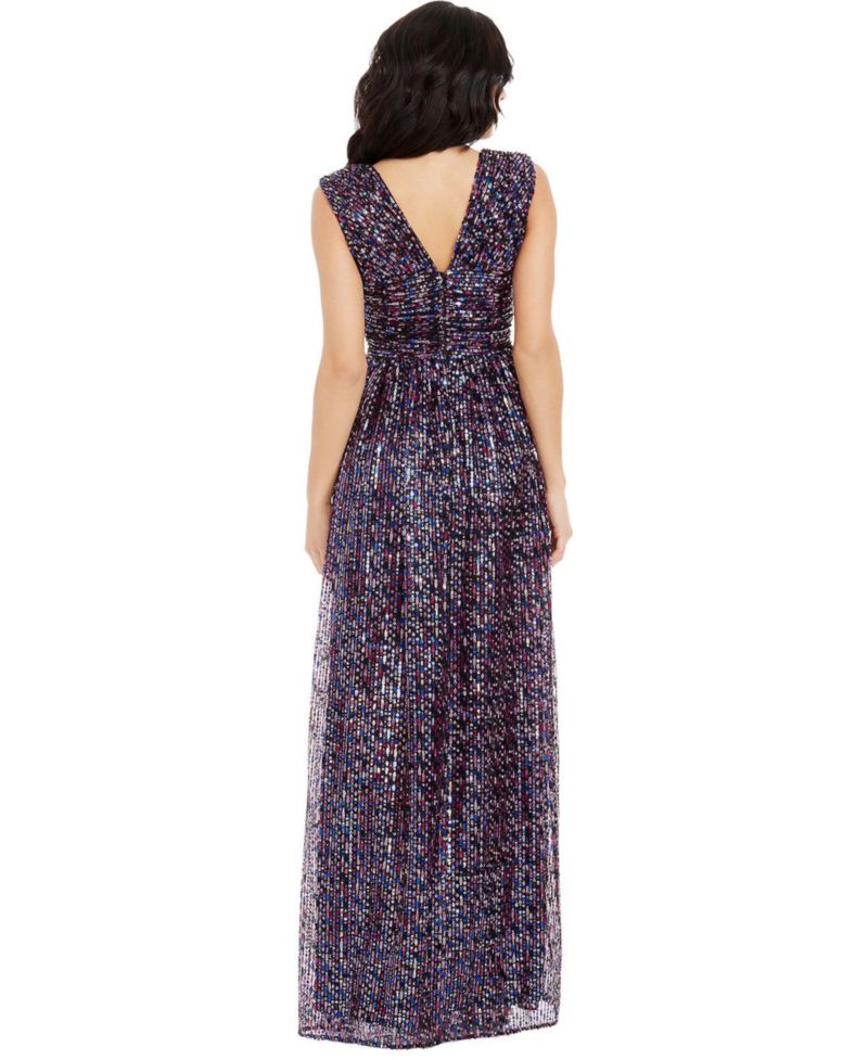 Women's Jaclyn Sleeveless Deep V-Neck Sequin Gown