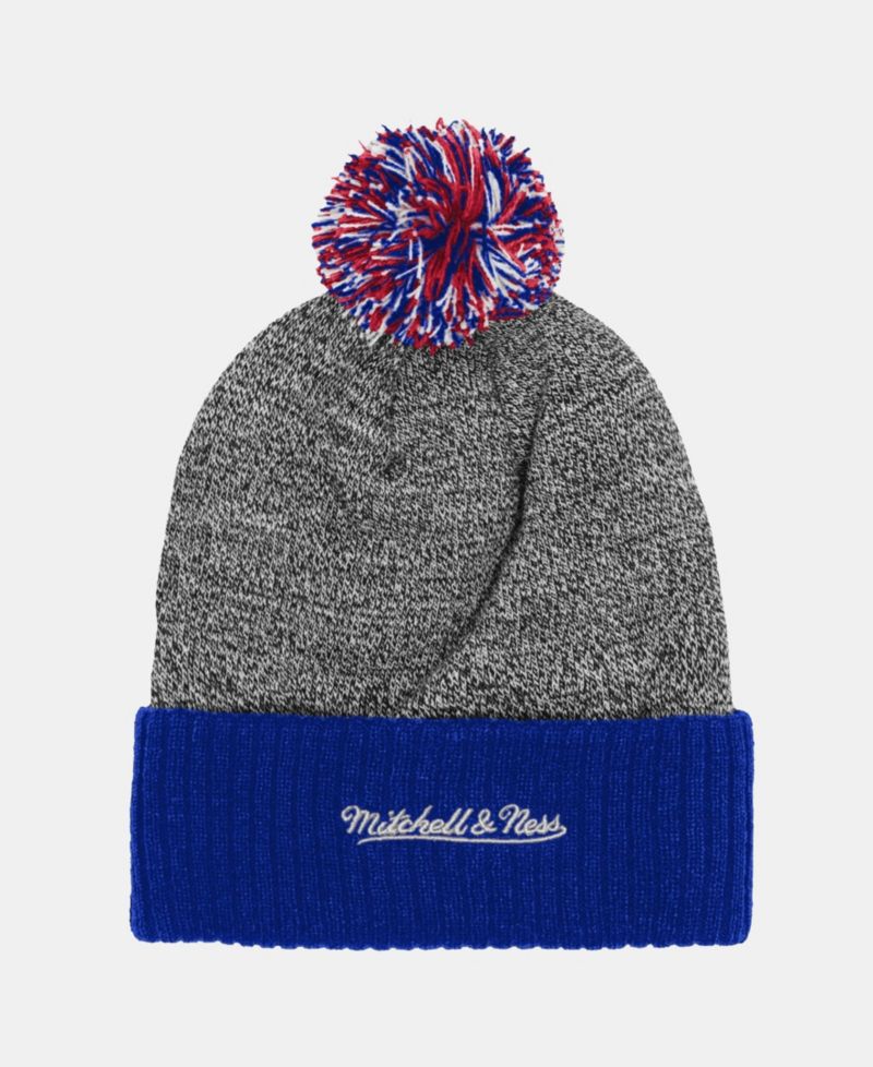 Big Boys and Girls Royal New England Patriots Cuffed Knit Hat with Puff