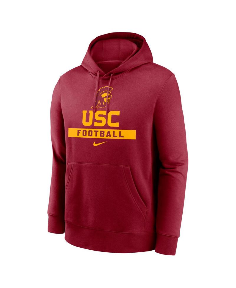 Men's Cardinal USC Trojans Football Stack Club Fleece Pullover Hoodie
