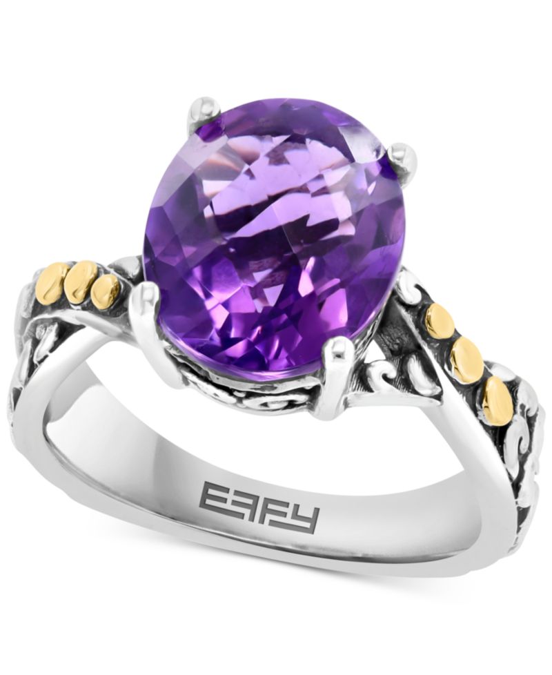 EFFY® Amethyst Twist Two-Tone Statement Ring (4-7/8 ct. t.w.) in Sterling Silver & 18k Gold-Plate