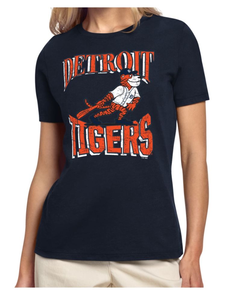 Women's Navy Detroit Tigers Team Motif Mascot T-Shirt