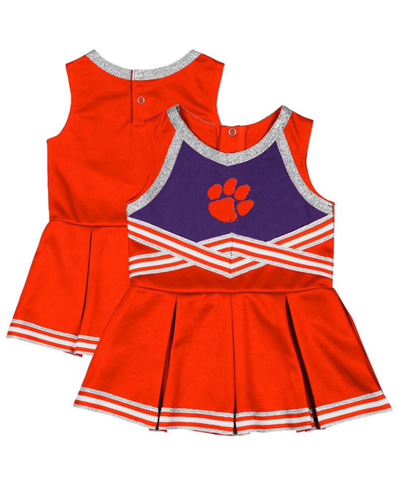 Girls Baby Boys and Girls Orange Clemson Tigers Lollipop Park Cheer Dress
