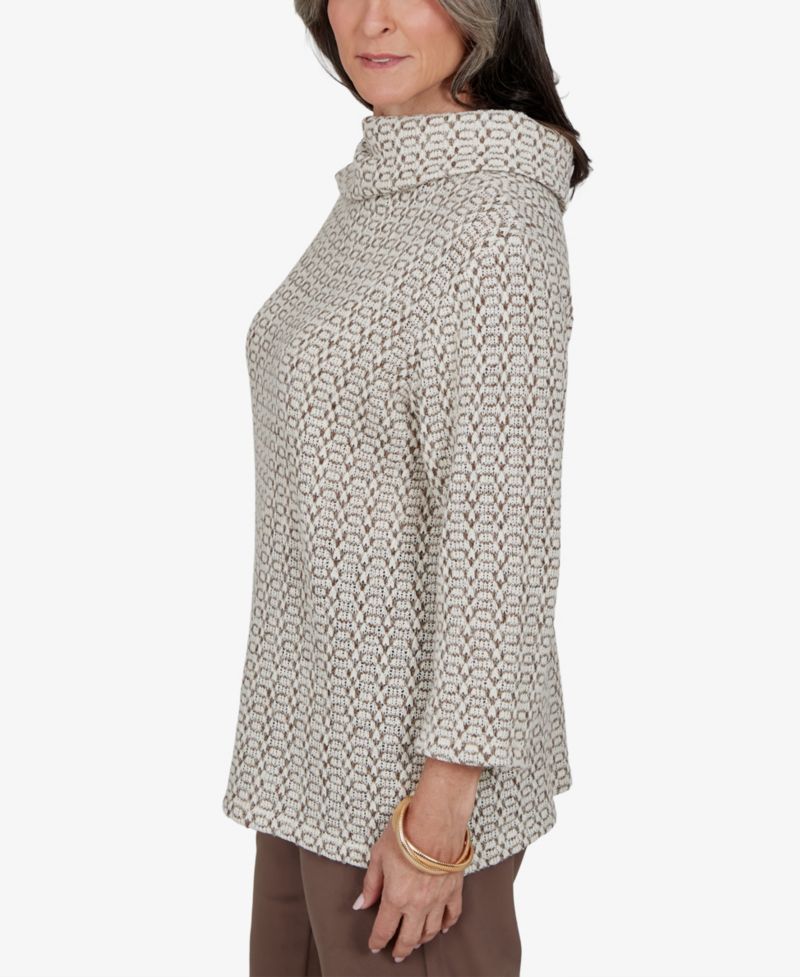 Petite Cowl Neck 3/4-Sleeve Knit Blouse