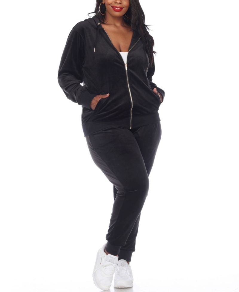 Plus Size Velour Tracksuit Loungewear 2-Piece Set