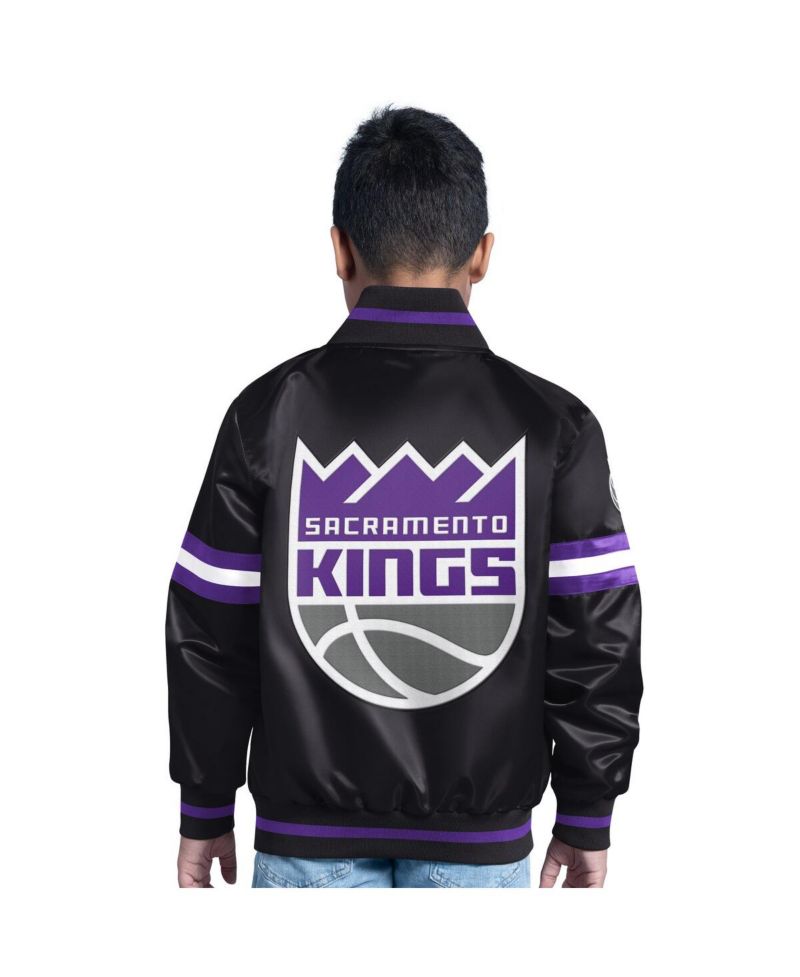 Big Boys and Girls Black Sacramento Kings Scrimmage Full-Snap Varsity Jacket